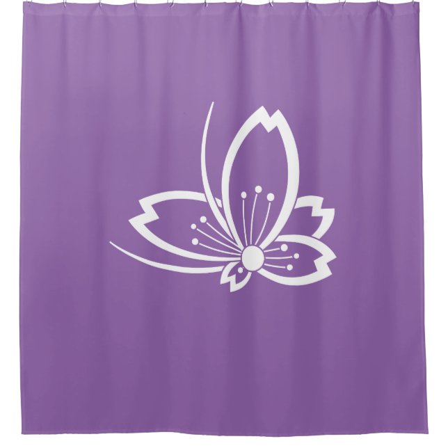 Butterfly-shaped shadowed Cherry blossom Shower Curtain (Front)