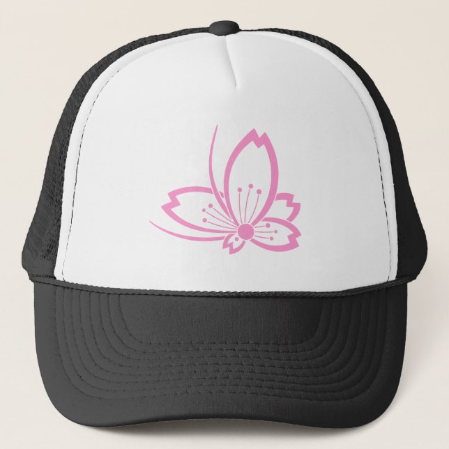 Butterfly-shaped shadowed Cherry blossom Trucker Hat (Front)