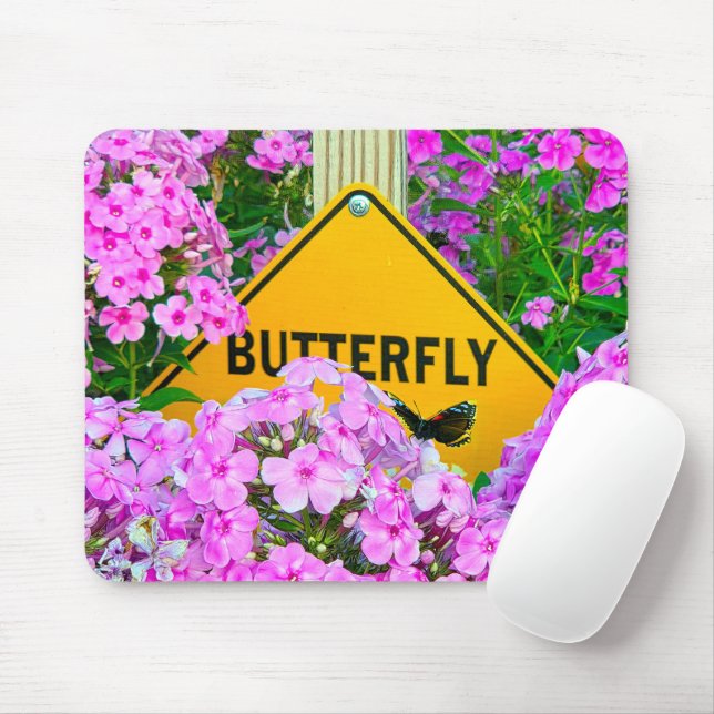 Butterfly Sign In a Phlox Garden Mouse Mat (With Mouse)