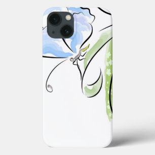 Butterfly sitting on grass over flower field iPhone 13 case