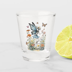 Butterfly Skeleton Fairy Floral Shot Glass
