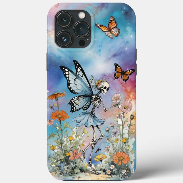Butterfly Skeleton Fairy Pastel Marble Galaxy Case-Mate iPhone Case (Back)