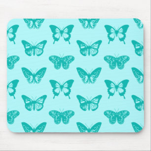 Butterfly sketch, aqua and turquoise mouse mat