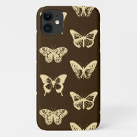 Butterfly sketch, beige on chocolate brown