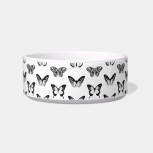 Butterfly sketch, black and white bowl