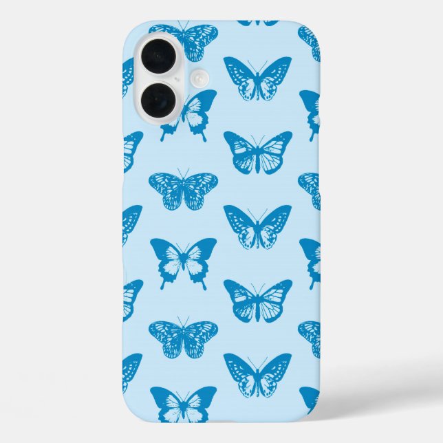 Butterfly sketch, cerulean and sky blue Case-Mate iPhone case (Back)
