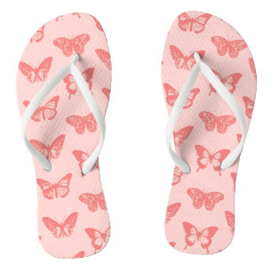 Butterfly sketch, coral pink flip flops