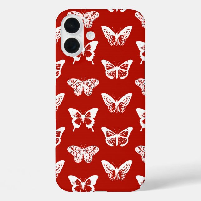 Butterfly sketch, deep red and white Case-Mate iPhone case (Back)
