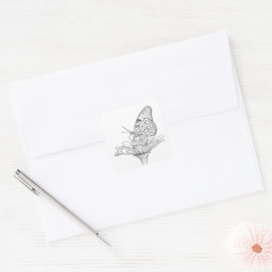 Butterfly Sketch drawing Square Sticker