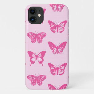 Butterfly sketch, light pink and fuchsia iPhone 11 case