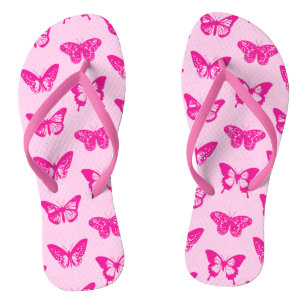 Butterfly sketch, light pink and fuchsia flip flops