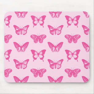 Butterfly sketch, light pink and fuchsia mouse mat