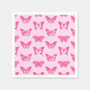 Butterfly sketch, light pink and fuchsia napkin
