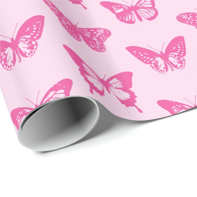 Butterfly sketch, light pink and fuchsia wrapping paper (Roll Corner)