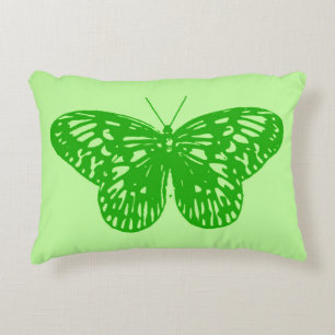 Butterfly sketch, lime green decorative cushion