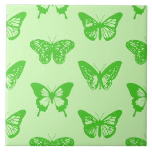 Butterfly sketch,  lime green tile