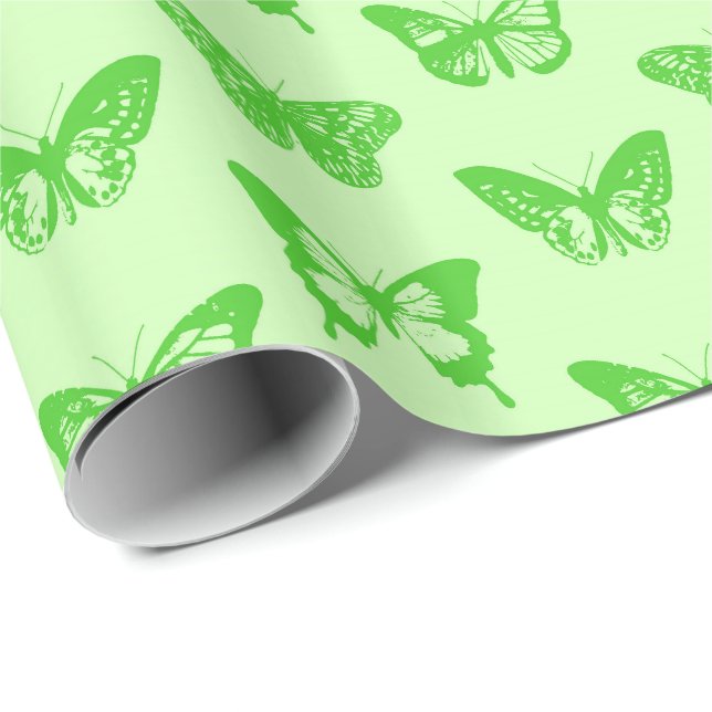 Butterfly sketch, lime green wrapping paper (Roll Corner)