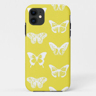Butterfly sketch, mustard gold and white iPhone 11 case
