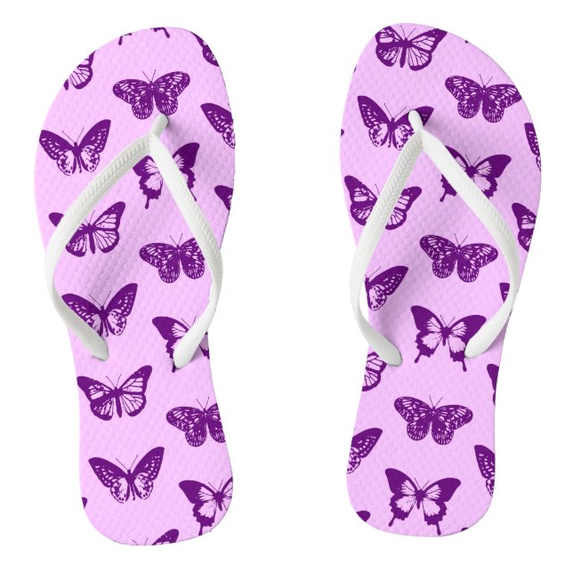 Butterfly sketch, orchid & amethyst purple flip flops (Footbed)