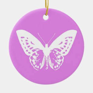 Butterfly sketch, orchid and white ceramic tree decoration