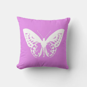 Butterfly sketch, orchid and white cushion