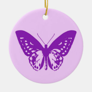 Butterfly sketch, orchid pink and violet ceramic tree decoration