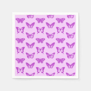 Butterfly sketch, orchid pink and violet napkin