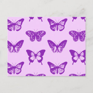 Butterfly sketch, orchid pink and violet postcard