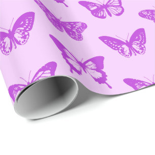 Butterfly sketch, orchid pink and violet wrapping paper