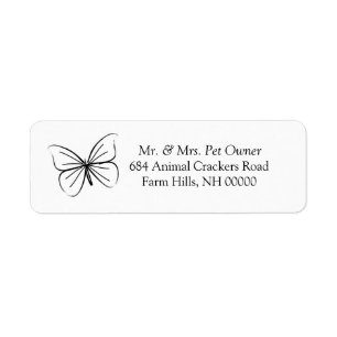 Butterfly Sketch Return Address Labels Stickers