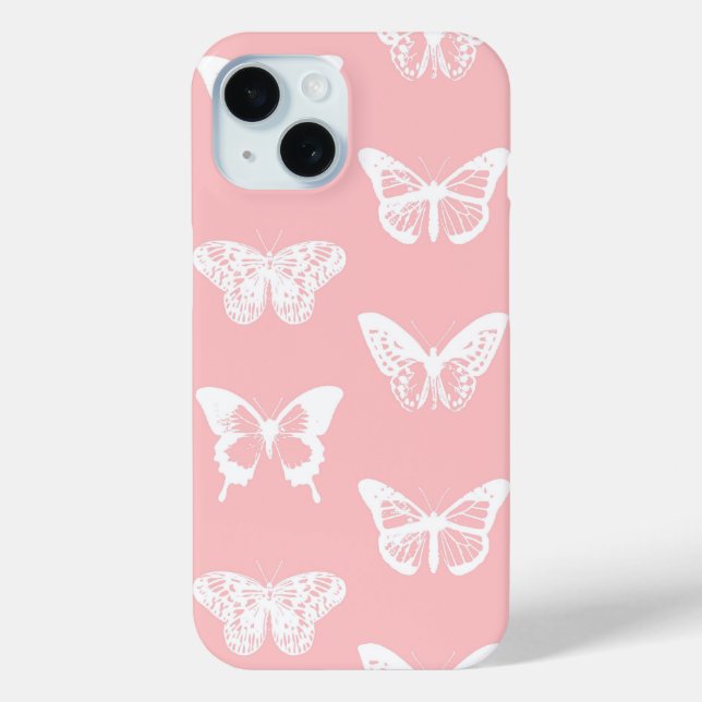 Butterfly sketch, shell pink and white Case-Mate iPhone case (Back)