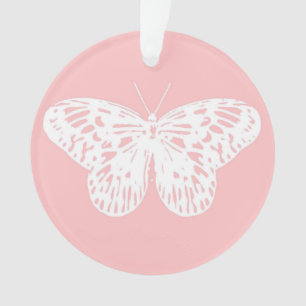 Butterfly sketch, shell pink and white ornament