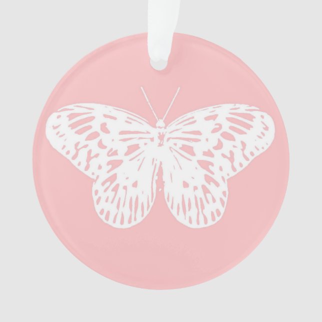 Butterfly sketch, shell pink and white ornament (Front)