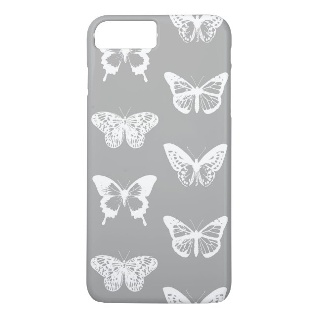 Butterfly sketch, silver grey and white Case-Mate iPhone case (Back)