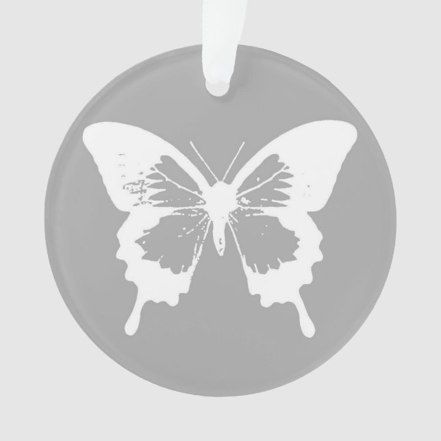 Butterfly sketch, silver grey and white ornament (Front)