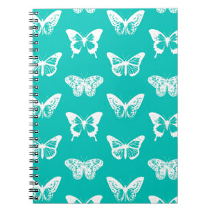 Butterfly sketch, turquoise and white notebook