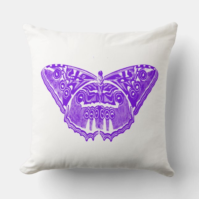 Butterfly sketch, violet purple cushion (Front)