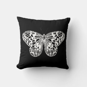 Butterfly sketch, white and black cushion