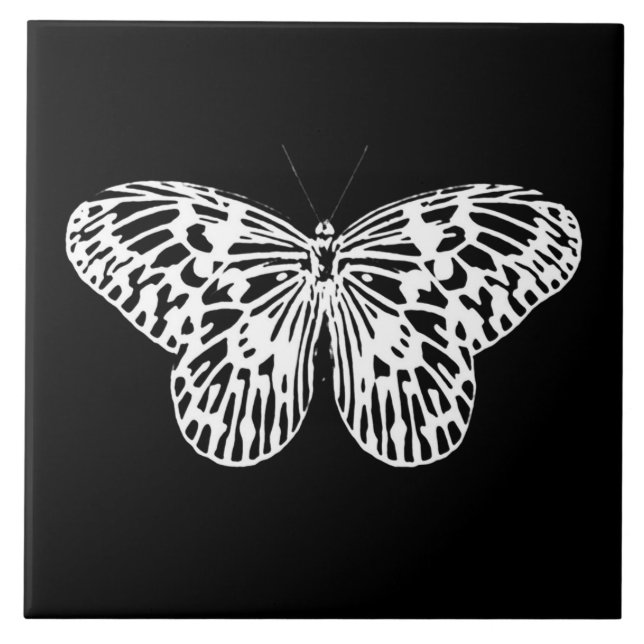 Butterfly sketch, white and black tile (Front)
