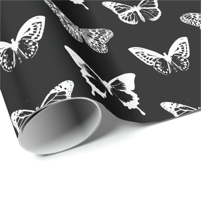Butterfly sketch, white and black wrapping paper (Roll Corner)