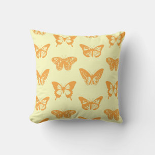 Butterfly sketch, yellow and orange cushion