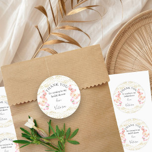 Butterfly Skies Coral Gold Confetti Thank You Classic Round Sticker