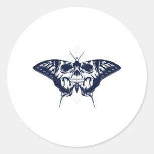 Butterfly skull classic round sticker