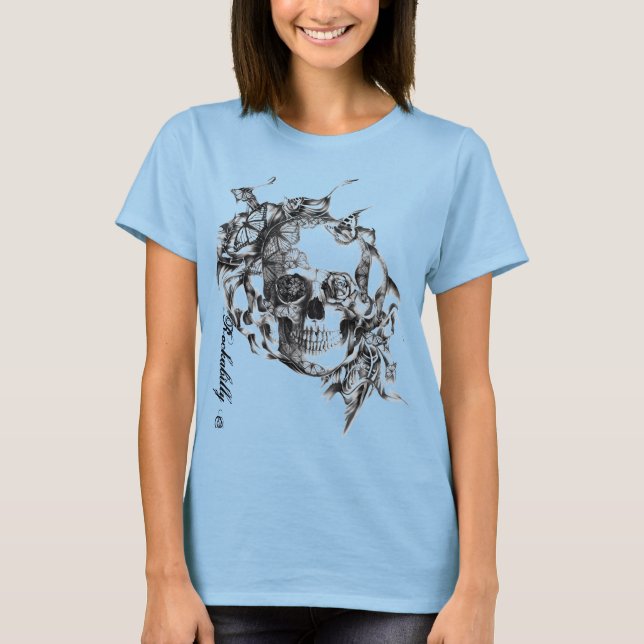 Butterfly Skull Rockabilly J burnout tee (Front)
