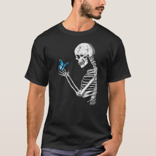 Butterfly Skull Skeleton Retro Halloween T-Shirt