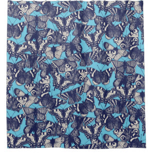 butterfly sky blue shower curtain