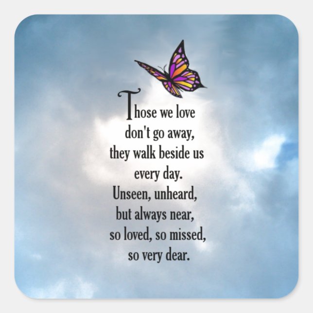 Butterfly "So Loved" Poem Square Sticker (Front)