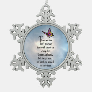 Butterfly "So Loved" Snowflake Pewter Christmas Ornament
