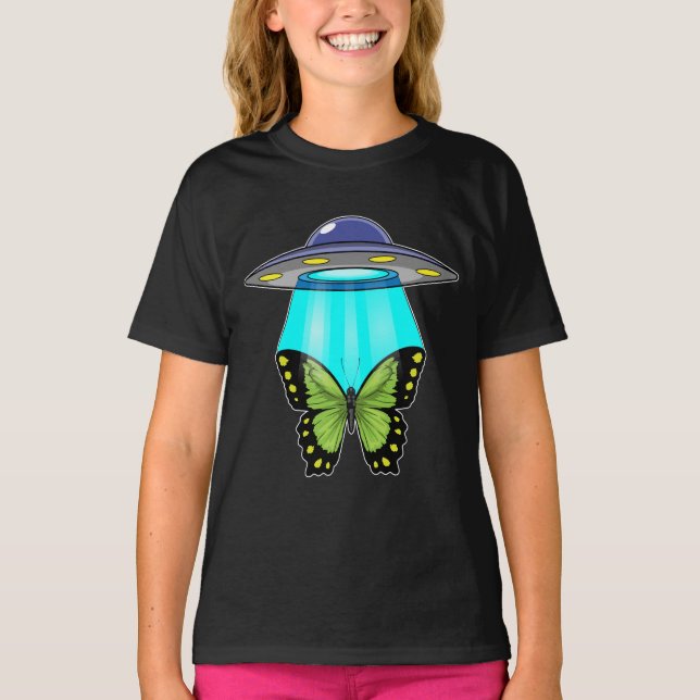 Butterfly Spaceship Space T-Shirt (Front)