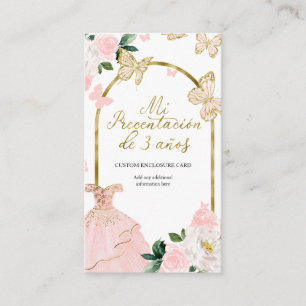 Butterfly Spanish Girl Mi Presentación de 3 Años Enclosure Card